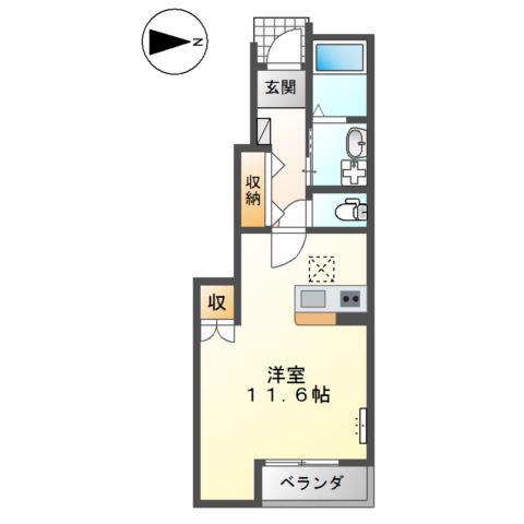 サンハイム爪崎(ワンルーム/1階)の間取り写真