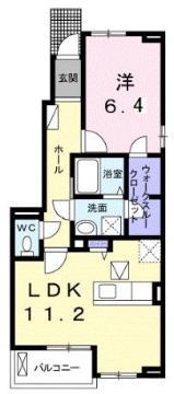 ストレリチア・アルバ(1LDK/1階)の間取り写真