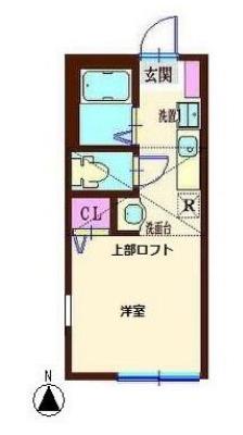 エヌハーバーラグーン篠原西町B棟(ワンルーム/2階)の間取り写真