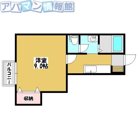 コモンズ古津B棟(1K/2階)の間取り写真
