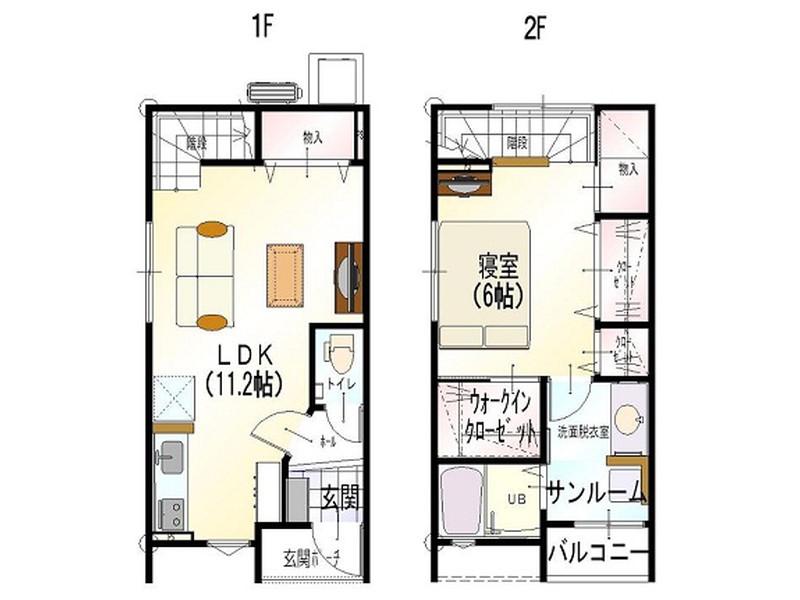プランドールD(1LDK/1階)の間取り写真