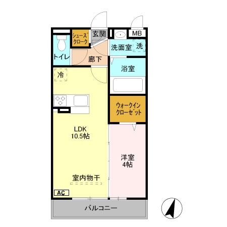 アンクレージュ I(1LDK/2階)の間取り写真