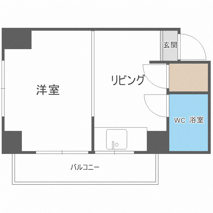 コーポサザン(1DK/3階)の間取り写真
