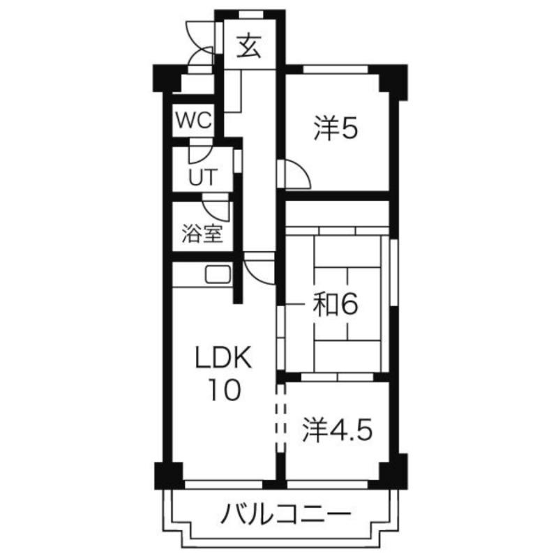 シャトーさわだ(3LDK/5階)の間取り写真