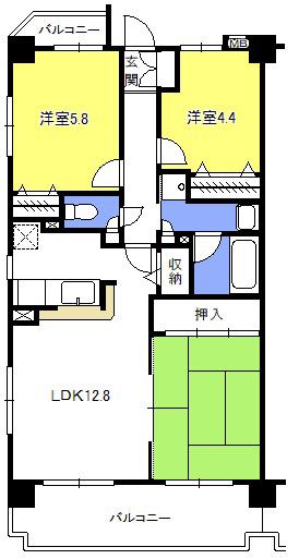 フォーリストフジカ(3LDK/5階)の間取り写真