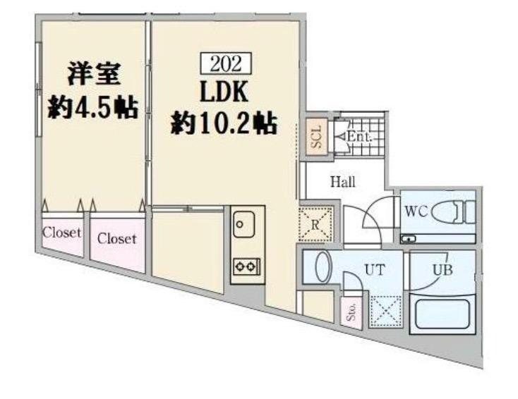 REVE RESIDENCE 高輪(1LDK/2階)の間取り写真