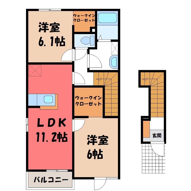 アイリー B(2LDK/2階)の間取り写真