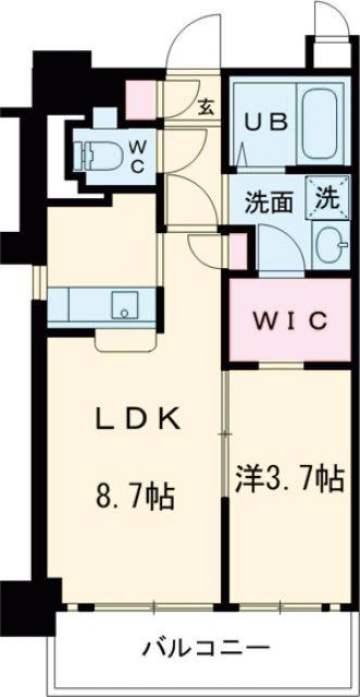 プレサンスNEO長堂アウローラ(1LDK/8階)の間取り写真