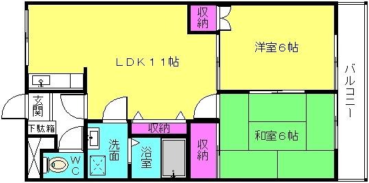 カステルB(2LDK/1階)の間取り写真