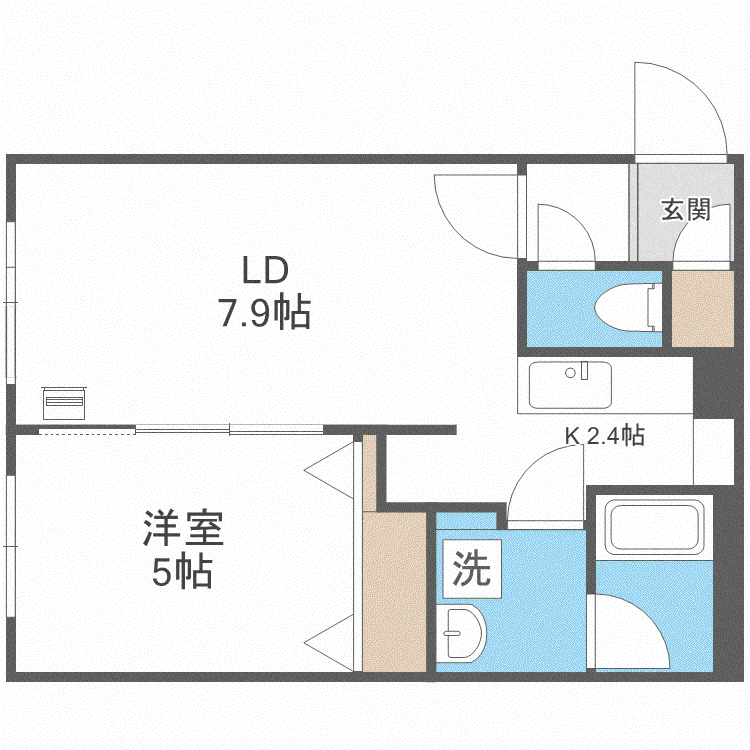 QUALIA栄通(1LDK/4階)の間取り写真