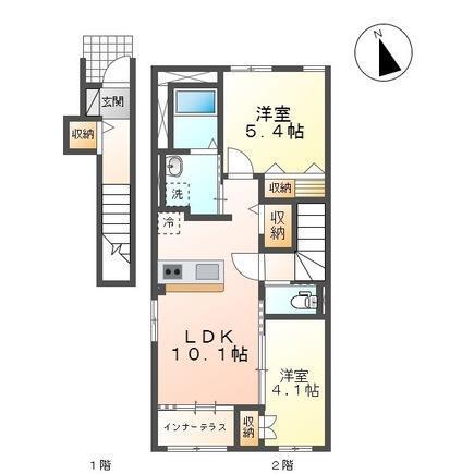 シーヒーツ(2LDK/2階)の間取り写真