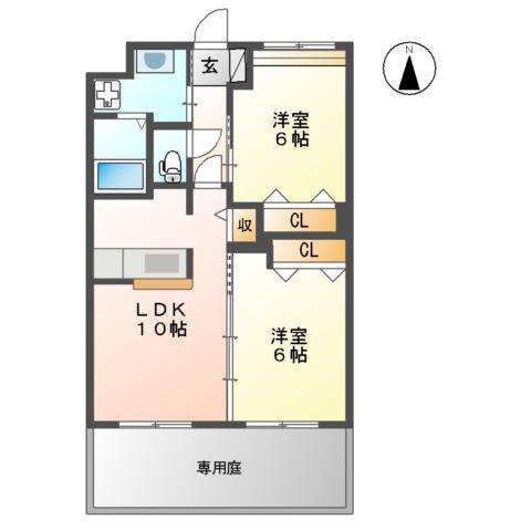 サザンクロス(2LDK/1階)の間取り写真