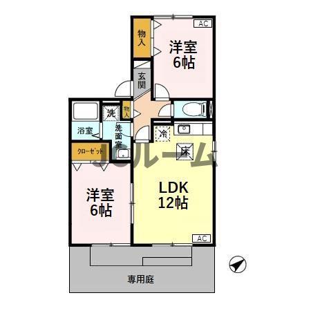 リバービュー B(2LDK/1階)の間取り写真