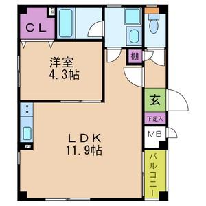 アフロディテ寝屋川(1LDK/3階)の間取り写真