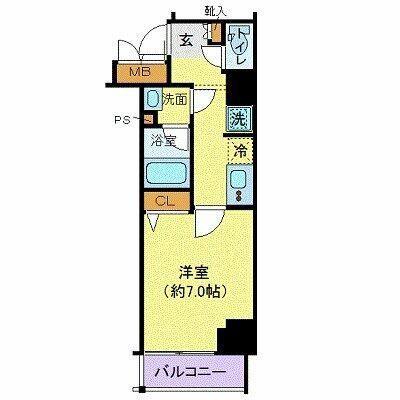 グランヴァン赤坂(1K/6階)の間取り写真