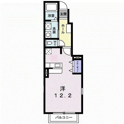 ブルック(ワンルーム/1階)の間取り写真
