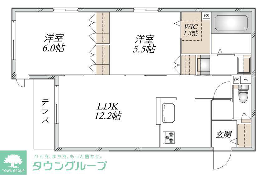CHARME(2LDK/1階)の間取り写真