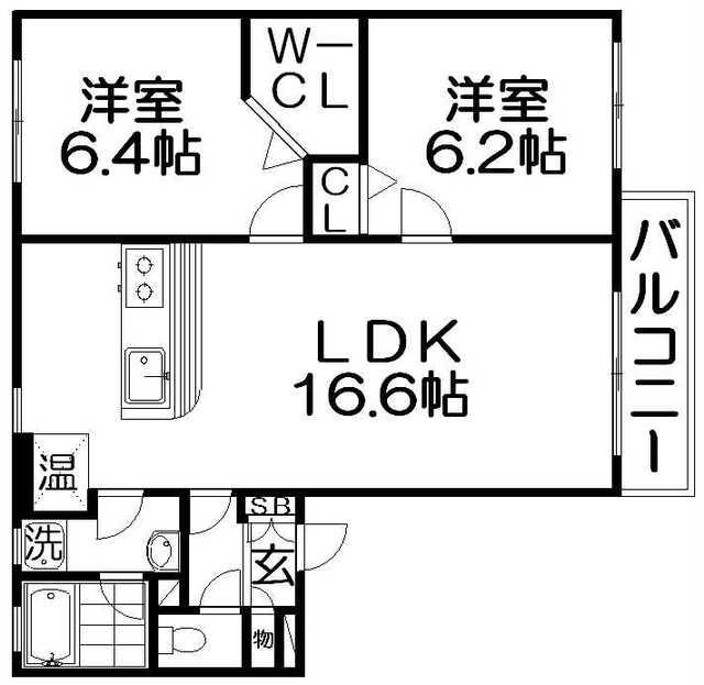グランシャリオ(2LDK/1階)の間取り写真