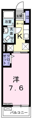 ヴォヌール鳳(1K/2階)の間取り写真