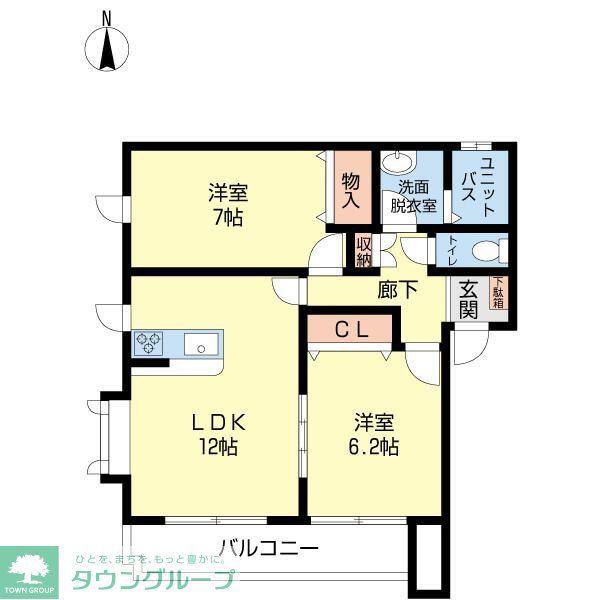 エストヴァンB(2LDK/1階)の間取り写真