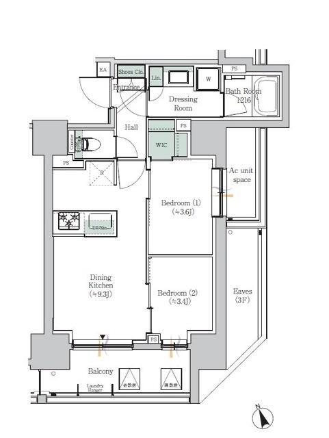 ONE ROOF RESIDENCE ASAKUSABASHI(2DK/7階)の間取り写真