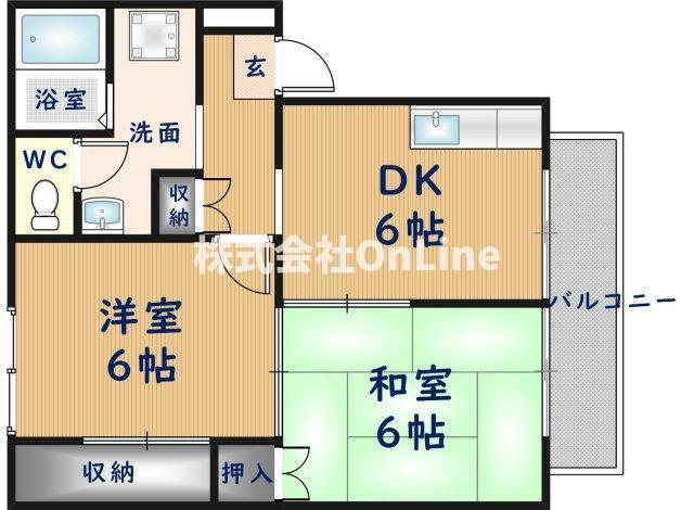 グリーンパークアネックス(2DK/1階)の間取り写真