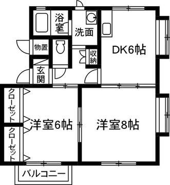 エソールB(2DK/2階)の間取り写真