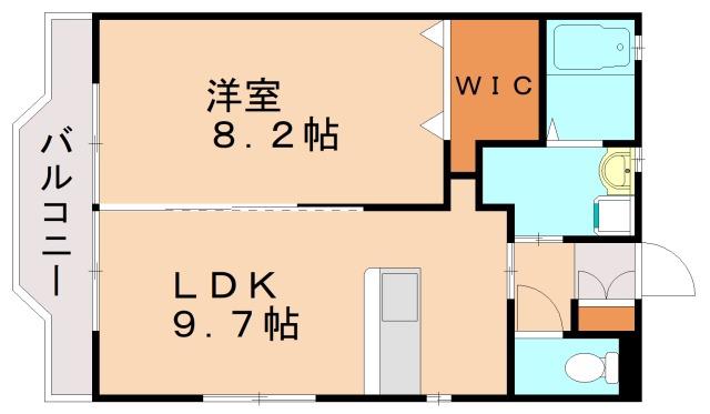 エリーナ長住(1LDK/1階)の間取り写真