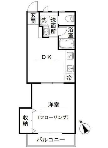 ベレーザ松陰(1DK/1階)の間取り写真