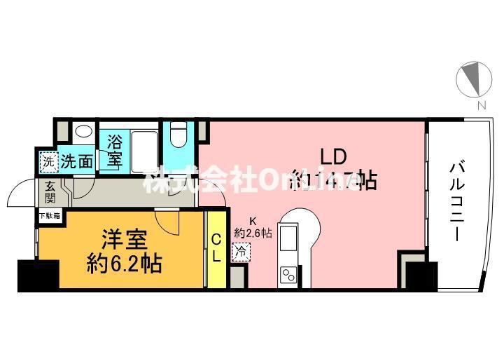 セレッソコート上本町イースト(1LDK/6階)の間取り写真