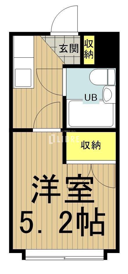 ヘリオス378谷保(1K/1階)の間取り写真