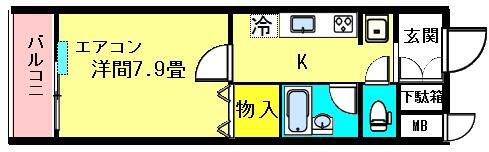 ステュディオ(1K/8階)の間取り写真