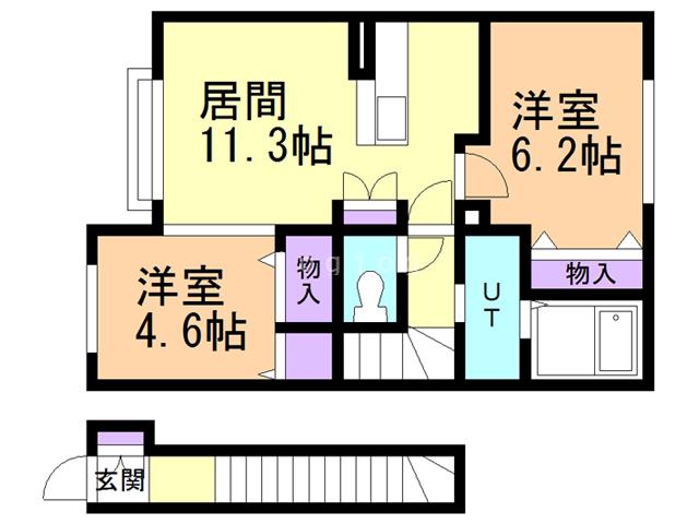 シャーメゾンオーシャン(2LDK/2階)の間取り写真