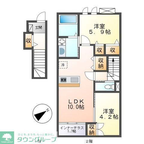 カルマティーCALMATI(2LDK/2階)の間取り写真