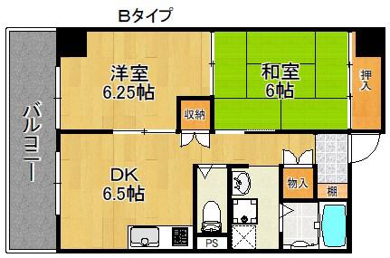 サンロワール和泉砂川(2DK/4階)の間取り写真