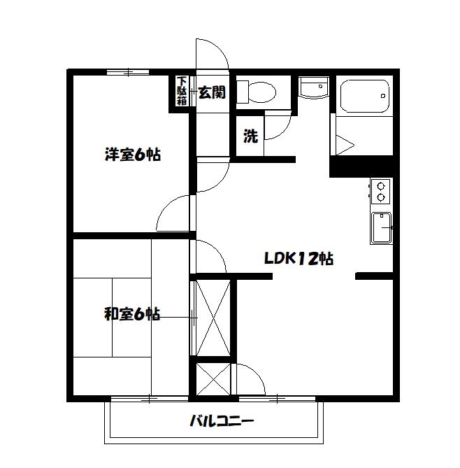リバーハイツ(2LDK/2階)の間取り写真