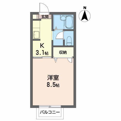 エスペランサK(1K/2階)の間取り写真