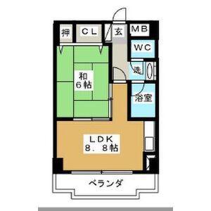 ハイム旭丘(1LDK/4階)の間取り写真