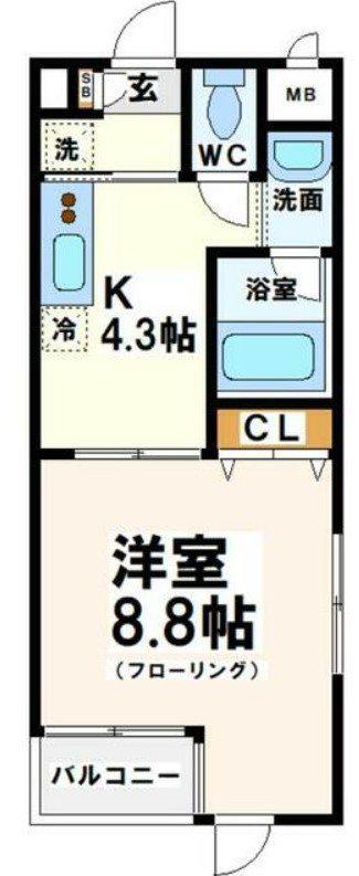 サンパラッツオ六番館 当社管理物件(1K/4階)の間取り写真