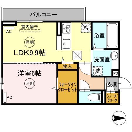 D-ROOM春日C(1LDK/1階)の間取り写真