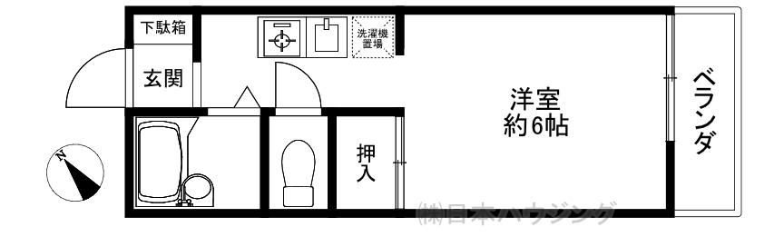 プリムローズ(1K/1階)の間取り写真