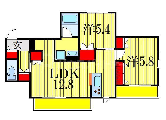 フェザーフォレスト(2LDK/1階)の間取り写真