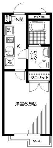 ヴェルデ下落合(1K/2階)の間取り写真