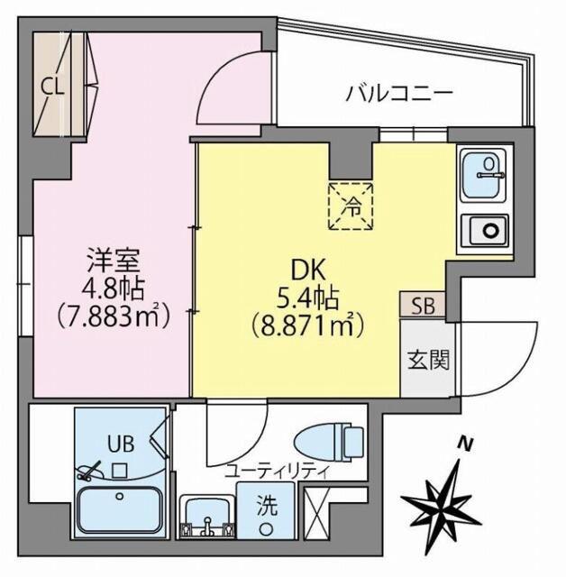 MOCA(1DK/8階)の間取り写真