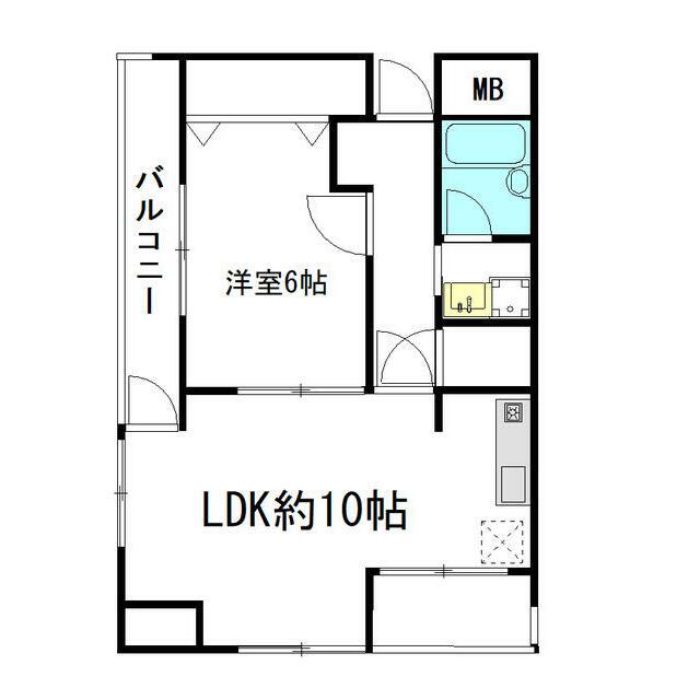 後藤ビル(1LDK/6階)の間取り写真