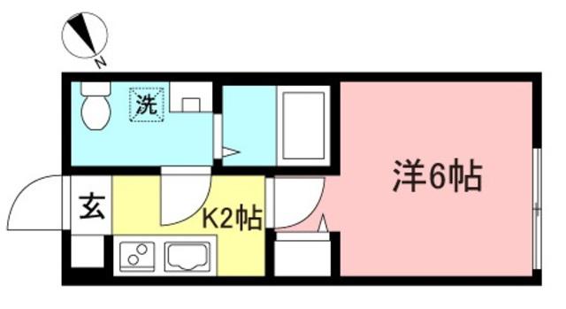 パークFLATS横浜白楽(1K/2階)の間取り写真