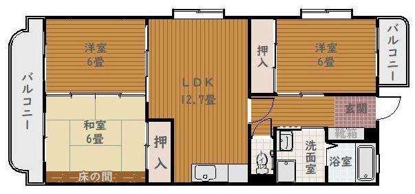 ラ・ベルテ(3LDK/4階)の間取り写真