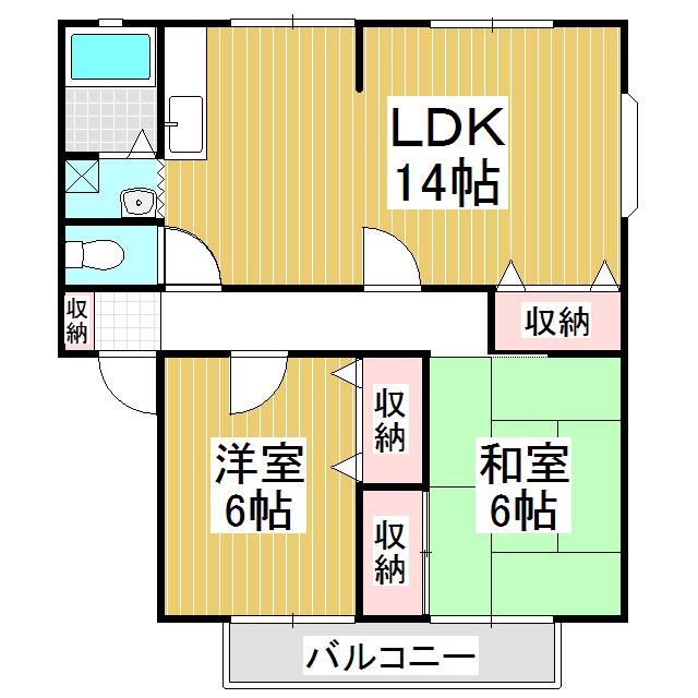 サンビレッジ明盛C(2LDK/2階)の間取り写真
