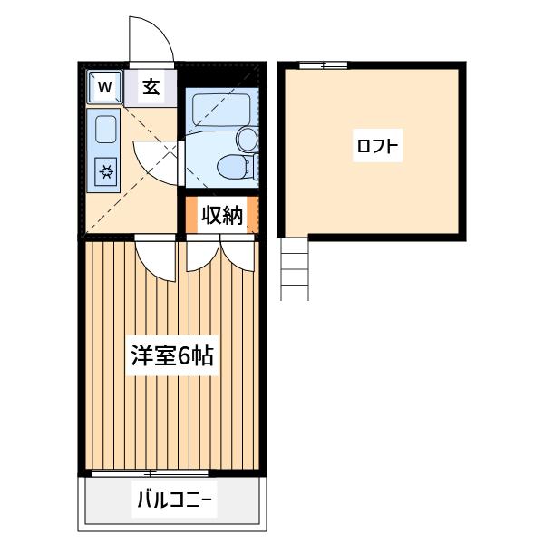 ホワイトハウス VI(1K/2階)の間取り写真