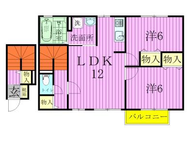 吉野ハイツIII(2LDK/2階)の間取り写真